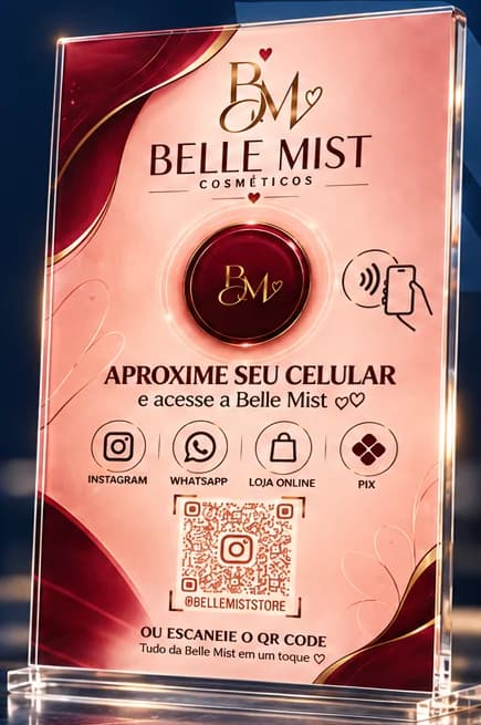 Plaquinha Belle Mist em ambiente escuro